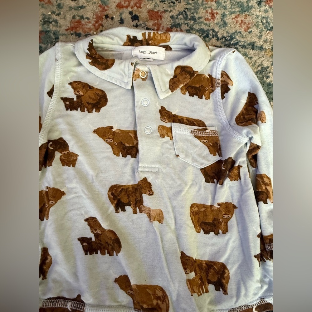 Angel dear bamboo highland cow 2 piece set 3-6 months - Picture 2 of 2